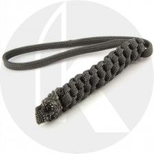 Schmuckatelli Lanyard - Aquilo Sugar Skull Pewter Bead - Black Oxide Finish - Black Cord - 4.A-ABLBB