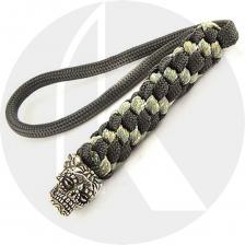 Schmuckatelli Lanyard - Aquilo Sugar Skull Pewter Bead - Pewter Finish - Black and Digi Camo Cord - 4.A-ABLBDCP