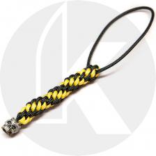 Schmuckatelli Mini Lanyard - Cyber Pewter Bead - Pewter Finish - Black and Yellow Cord - 4.B-CYPMLBY