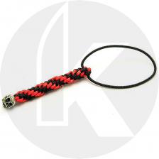 Schmuckatelli Mini Lanyard - Joe Pewter Bead - Pewter Finish - Black and Red Cord - 4.B-JPMLBR