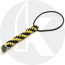 Schmuckatelli Mini Lanyard - Joe Pewter Bead - Pewter Finish - Black and Yellow Cord - 4.B-JPMLBY