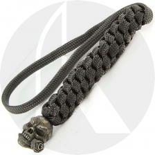 Schmuckatelli Lanyard - Rose Skull Pewter Bead - Black Oxide Finish - Black Cord - 4.A-RBLBB