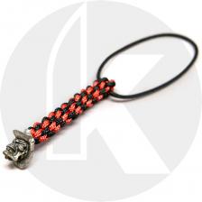 Schmuckatelli Mini Lanyard - Vinnie Garoon Pewter Bead - Pewter Finish - Black and Red Cord - 4.B-VGMLBR