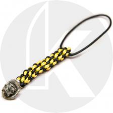 Schmuckatelli Mini Lanyard - Vinnie Garoon Pewter Bead - Pewter Finish - Black and Yellow Cord - 4.B-VGMLBY