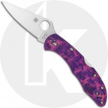 Spyderco Delica 4 Knife Flat Ground VG10 with Pink and Purple Zome FRN Limited Run