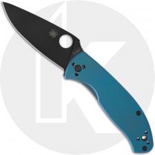 Spyderco Tenacious C122TIBLBKP Knife - Black Oxide 8Cr13MoV Drop Point - Blue Titanium