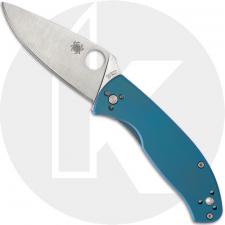 Spyderco Tenacious C122TIBLP Knife - Satin 8Cr13MoV Drop Point - Blue Titanium