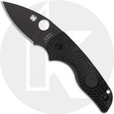 Spyderco Lil Native Lightweight C230PBBK Knife - DLC CTS BD1N Leaf - Black FRN - USA Made