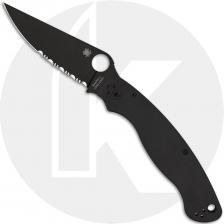 Spyderco Military 2 C36GPSBK2 Knife - Part Serrated DLC CPMS30V - Black G10 - USA Made