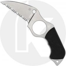 Spyderco Swick 5 Knife FB14S5 - Sal Glesser - Serrated LC200N Wharncliffe Fixed Blade - LARGE HOLE - Black G10 - Boltaron Sheath