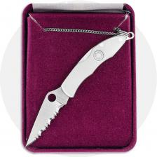 Spyderco Mini Police Necklace Knife MN07S - Serrated ATS-34 Drop Point - Titanium - Discontinued Item - Serial Numbered - BNIB -