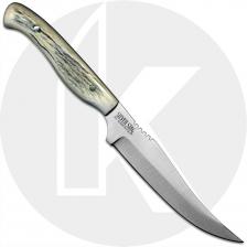 Silver Stag PB425 Pro Bone D2 Upswept Fixed Blade Knife with Antler Slab Handle USA Made