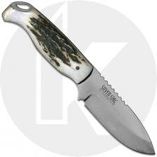 Silver Stag SS30 Shires Slayer D2 Drop Point Fixed Blade Knife with Antler Slab Handle USA Made