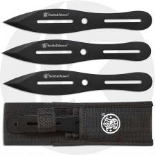 Smith and Wesson Throwing Knives - 3 Piece Set - 8 Inches Overall - Black Oxide Finish