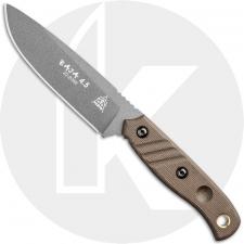 TOPS Knives Baja 4.5 Knife BAJA-4.5 - Black River Wash 1095 Steel Drop Point - Green Micarta