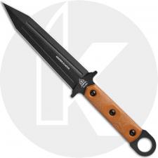 TOPS Modern Gladius MGLAD-01 Fixed Blade Knife - Black 1095 Dagger - Tan Canvas Micarta - Black Kydex Sheath - USA Made