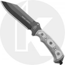 TOPS Smoke Jumper SJ626 Fixed Blade Knife - Black 1095 Clip Point - Black Linen Micarta - Black Kydex Sheath - USA Made