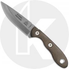 TOPS Knives Scandi Trekker Knife STREK-3.5 - Tumble Finish 1095 Steel Hunters Point - Green Micarta