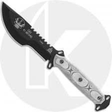 TOPS Skullcrushers Xtreme Sidekick SXS Fixed Blade Knife - Black 1095 Drop Point - Black Linen Micarta - Black Kydex Sheath - US