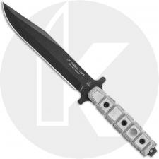 TOPS US Combat Knife US-01 Fixed Blade Knife - Black 1095 Clip Point - Black Linen Micarta - Black Ballistic Nylon Sheath - USA
