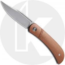 CIVIVI Appalachian Drifter C2015A - Gray Stonewash S35VN Clip Point - Brown Micarta - Slip Joint Folder