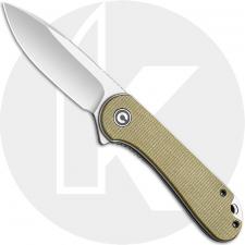 CIVIVI Elementum Knife C907S - Satin D2 Drop Point - Olive Micarta - Liner Lock Flipper Folder