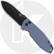 CRKT Squid XM Button Lock 2495G Knife - Black Oxide D2 Drop Point - Gray (Blue) G10