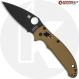 MODIFIED Spyderco Manix 2 Knife with Black DLC Blade + AWT Linerless Manix FDE Scales + Light Spring Kit