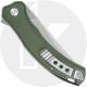 QSP Walrus QS151-C1 Knife - Stonewash D2 Trailing Point - Green Micarta - Flipper Folder