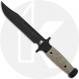 Rick Hinderer KaBar Knife - Battle Black 3V Clip Point - OD Green Micarta - Brown Leather Sheath