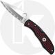 Spyderco Endura FRN C10SBK - Generation I - Serrated AUS-8 - Black FRN with Red Accents and White Inlay - Discontinued Item - BN