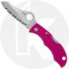 Spyderco Jester JPRS Knife - Serrated AUS-6 - Fuschia FRN - Serial Number - BNIB